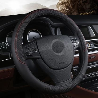 Leather Car Steering-wheel Cover 37CM-38CM Car-styling Interior Accessories Sport Auto Steering Wheel Covers Anti-Slip Universal
