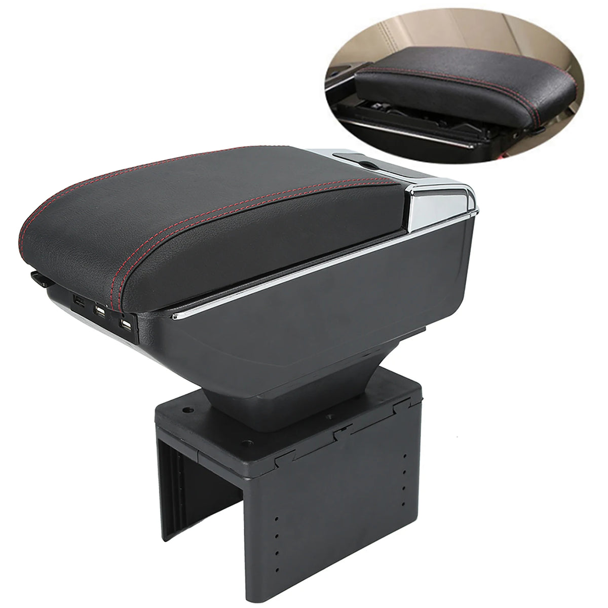 Universal Car Center Console Armrest Box Container Adjustable with USB Interface