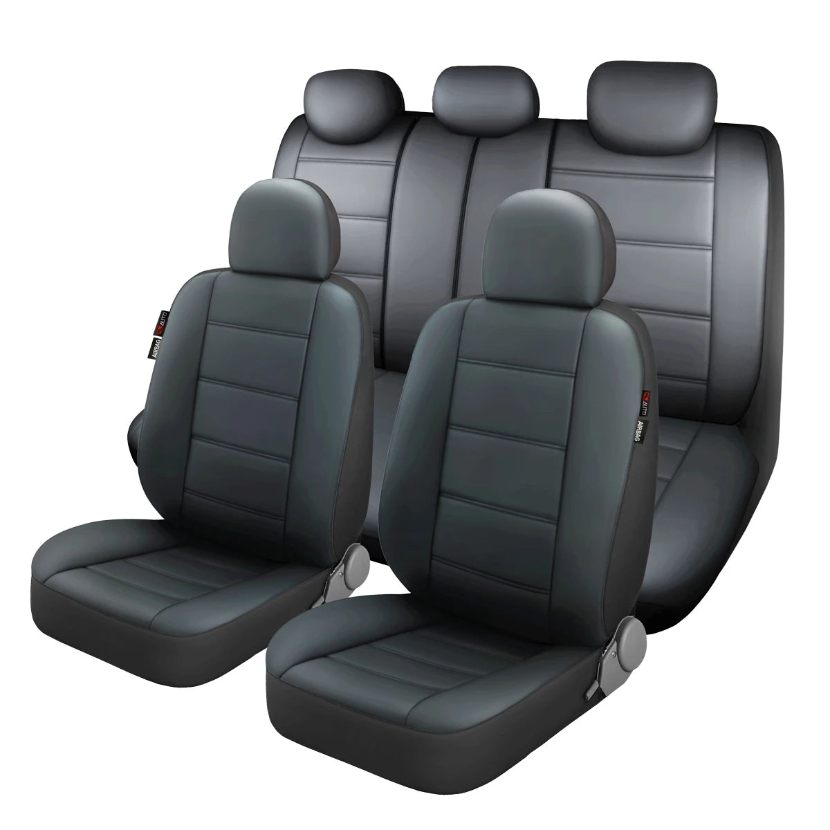 Lux Artificial PU Leather Car Seat Cover Universal Size Full Set Airbag Compatible Fit Most Cars