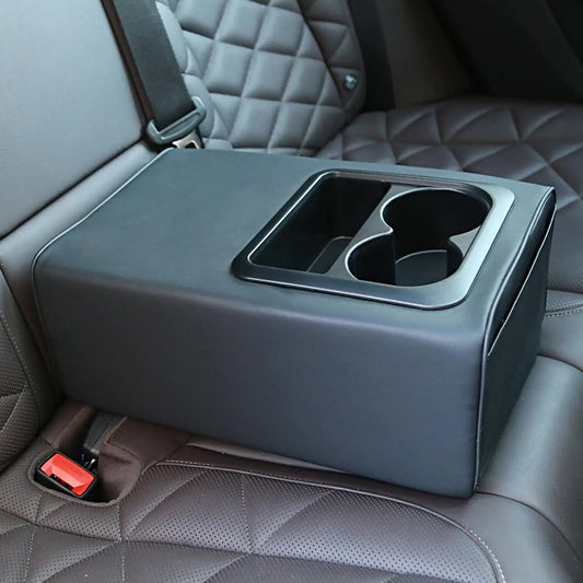 Armrest box booster pad Universal Rear Seat Armrest Console Box with Cup Holders Backseat Center Console with Double Pockets