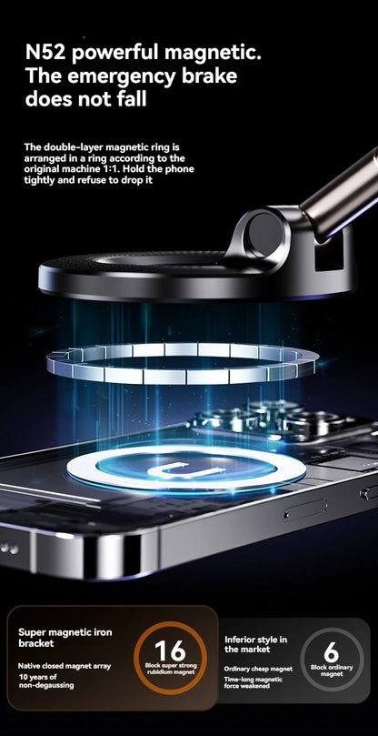 Car Mount Vacuum Magnetic Holder Foldable Strong Suction Stand For Cell Phone For phone with Magnetic sheet and Live Streaming