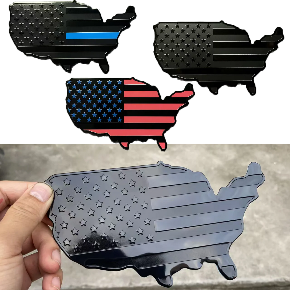 USA Emblems Flag Map Car Sticker, Car Trunk Aluminum Emblem Badge Decal Sticker For Cars Motorcycles Bikes