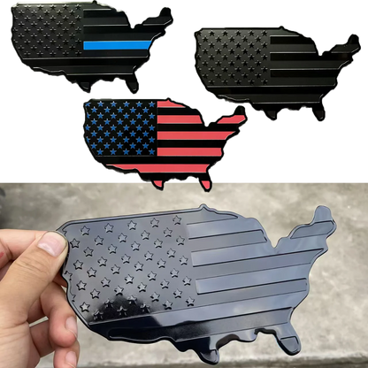 USA Emblems Flag Map Car Sticker, Car Trunk Aluminum Emblem Badge Decal Sticker For Cars Motorcycles Bikes