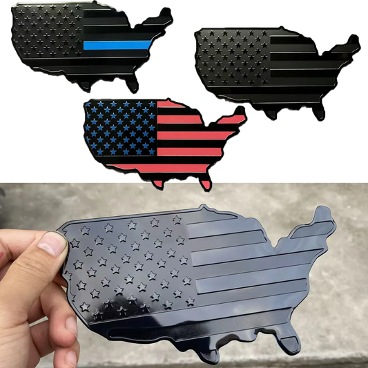 USA Emblems Flag Map Car Sticker, Car Trunk Aluminum Emblem Badge Decal Sticker For Cars Motorcycles Bikes