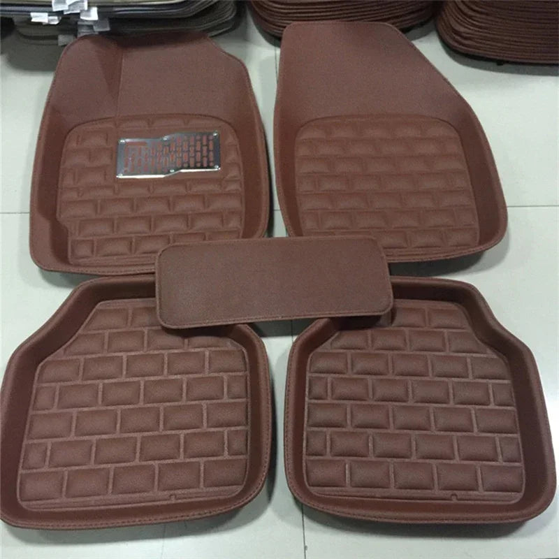 Universal PU Leather Car Floor Mats - 5-Piece Full Set Anti-Slip Vehicle Foot Rugs All-Weather Protection Fits Duster Tool Amagi