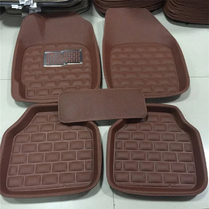 Universal PU Leather Car Floor Mats - 5-Piece Full Set Anti-Slip Vehicle Foot Rugs All-Weather Protection Fits Duster Tool Amagi