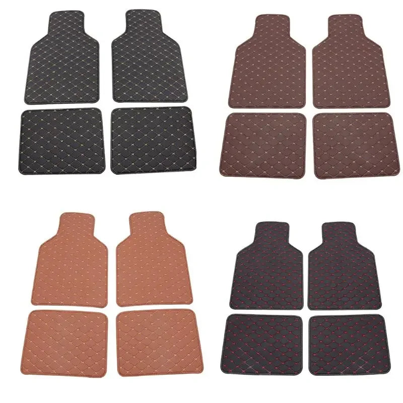 4 pcs Waterproof Leather Car Floor Mats Universal Auto Foot Pad Protector Automobile Interior Carpet Accessories Interior