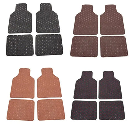 4 pcs Waterproof Leather Car Floor Mats Universal Auto Foot Pad Protector Automobile Interior Carpet Accessories Interior