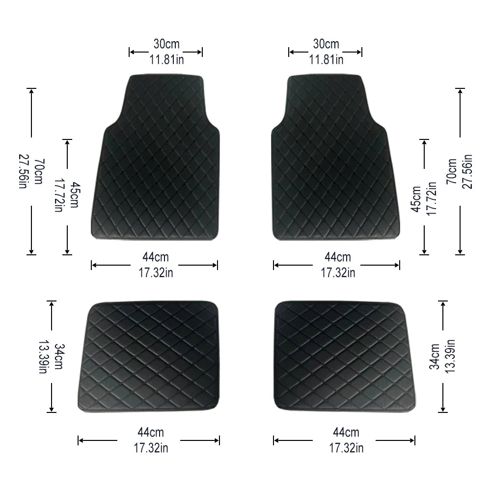 Car Floor Mats 4PCS Universal PU Leather Waterproof Auto Foot Pad Protector Carpet Front and Rear Mats Set Auto Accessories