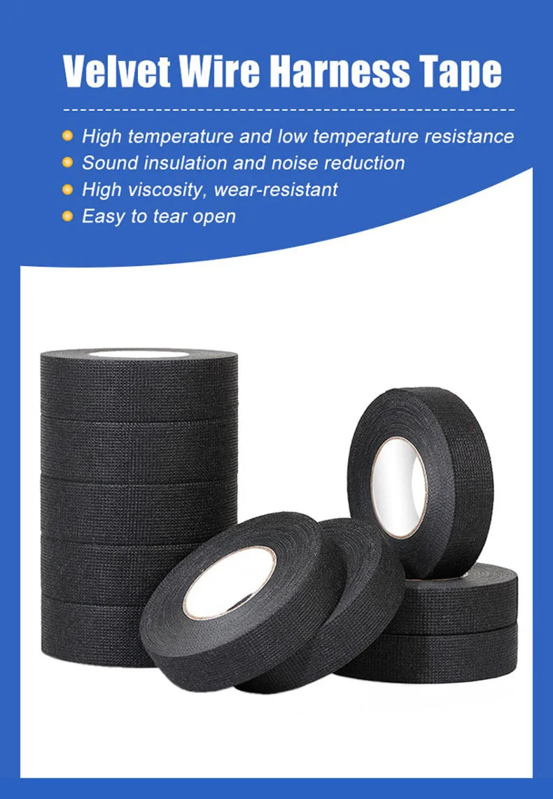 Automotive Wiring Harness Adhesive Tape Noise Reduction Heat Resistance Flame Retardant Electrical Protective Cloth Tape