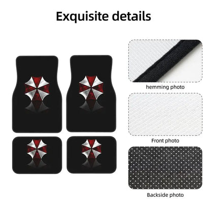 Umbrella Corporation Car Floor Mats of 4 Pieces Anti Slip Front and Rear Foot Mats Universal Car Interior Accessories Decoration