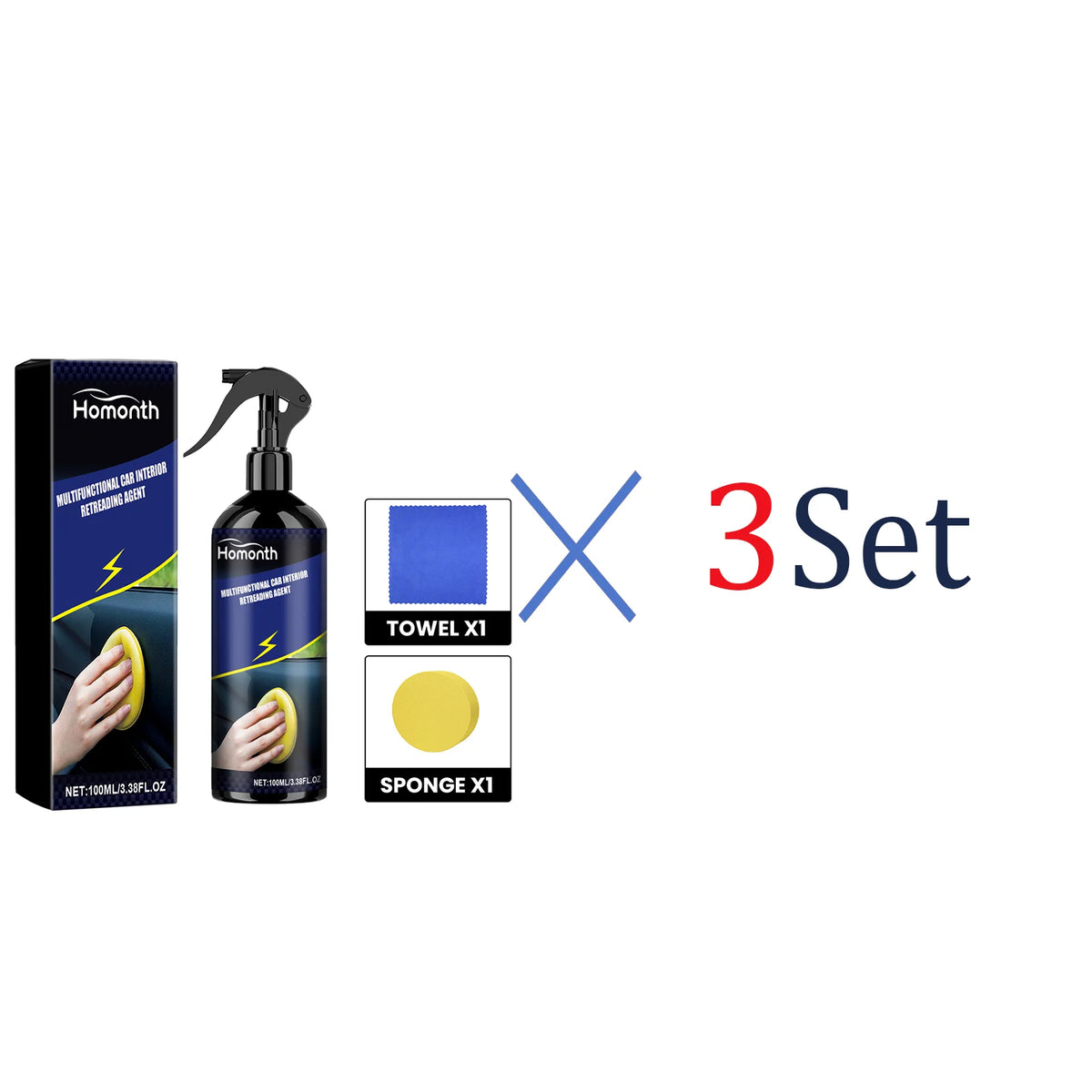 Car Interior Detailer Spray 100ml Multi Purpose Interior Cleaner & Protectant for Dashboard Plastic Trim UV Protection DustProof