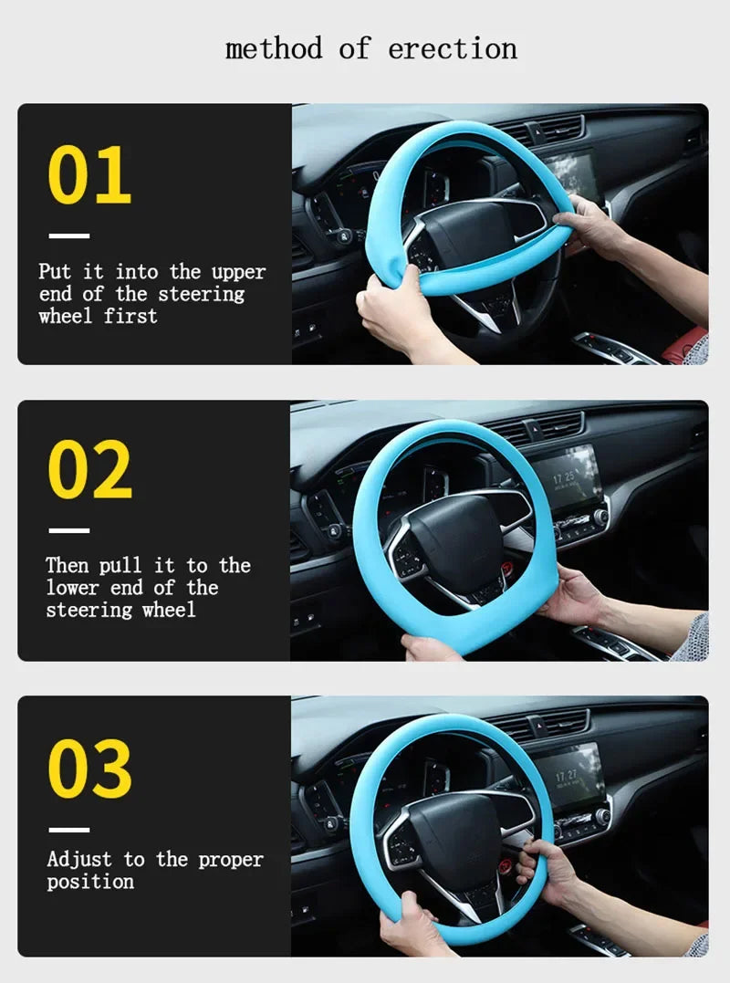 Silicone Steering Wheel Cover Ultra-thin Anti-slip Steering Wheel Cover Soft Silicone Accessories Universal Steering Wheel Cover