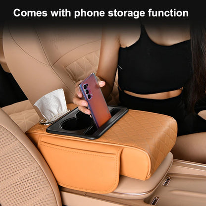 Portable Center Console Armrest Cushion Leather With Cup Holder Tissue Box Car Armrest Pillow Multifunctional Parts & Accessorie