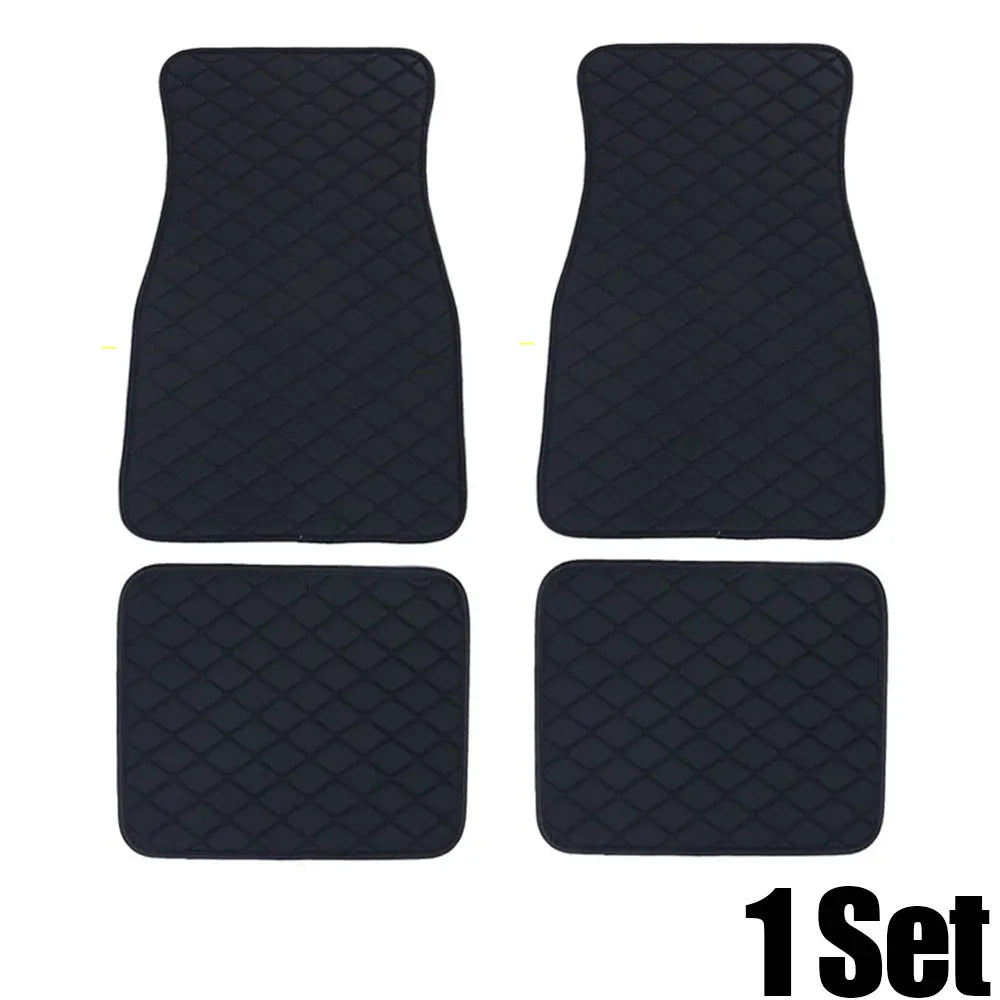 4pcs Automobile Rugs Leather Car Carpet Interior Accessories Car Floor Mats Universal Waterproof Front Rear Full Set