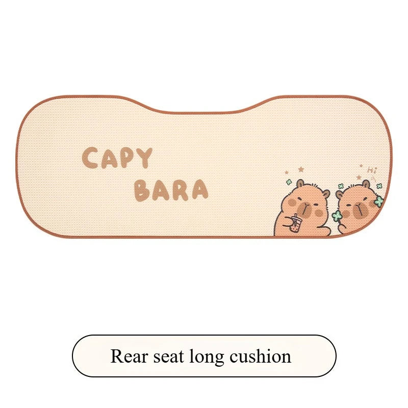Universal Car Seat Covers Cute Capybara Design Comfortable Breathable Mesh Fabric Four Leaf Clover Pattern for All Seasons
