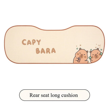 Universal Car Seat Covers Cute Capybara Design Comfortable Breathable Mesh Fabric Four Leaf Clover Pattern for All Seasons