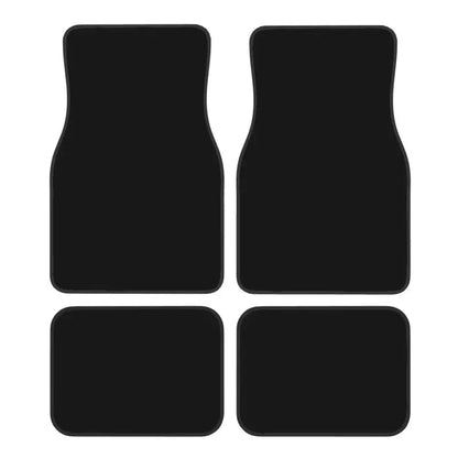 Black Solid Color Car Floor Mats Universal Non-Slip Carpets Rugs Front & Rear Car Foot Mats Set of 4 Pieces Auto Accessories