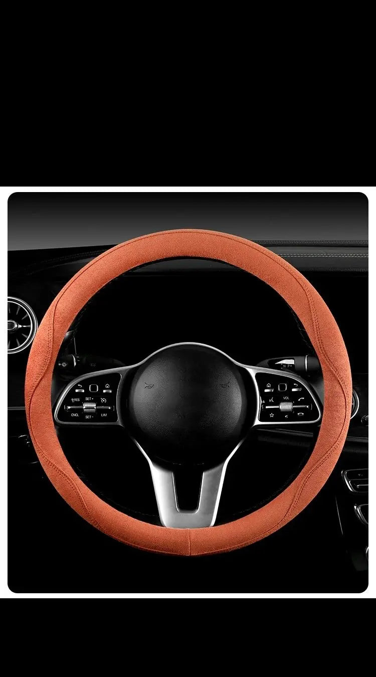 Steering Wheel Cover, Colorful Thread Suede, New Style, Sweat-Absorbent, Non-Slip, Wear-Resistant, Suitable for All Seasons