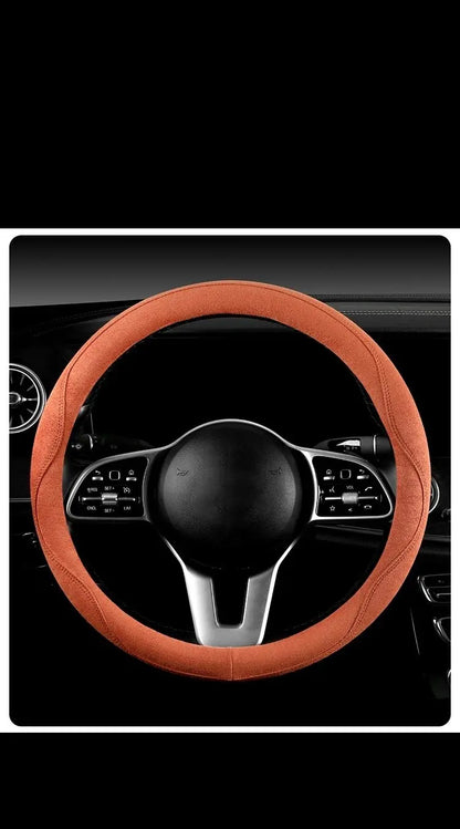 Steering Wheel Cover, Colorful Thread Suede, New Style, Sweat-Absorbent, Non-Slip, Wear-Resistant, Suitable for All Seasons