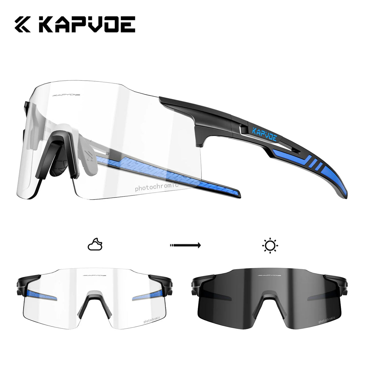 Kapvoe 2026 Photochromic Cycling Sunglasses Rimless Men Running Outdoor Sports Bike Glasses MTB Glasses Eyewear Bicycle Goggles