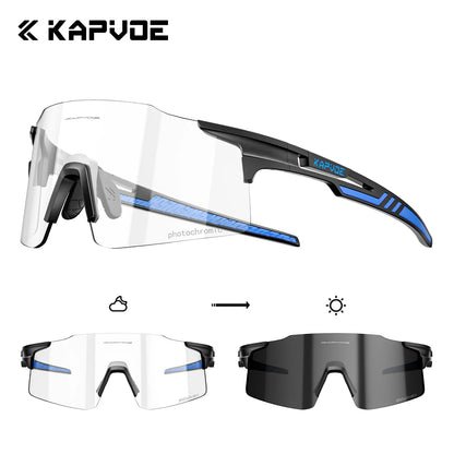 Kapvoe 2026 Photochromic Cycling Sunglasses Rimless Men Running Outdoor Sports Bike Glasses MTB Glasses Eyewear Bicycle Goggles