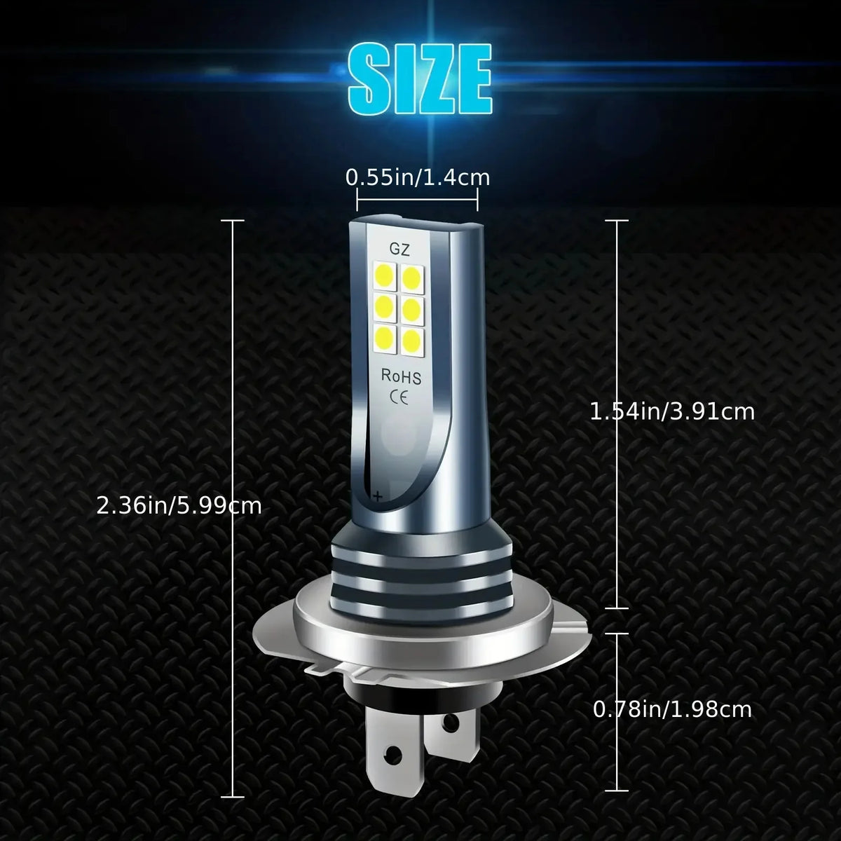 Kit Lâmpada LED H7 12SMD 4 Peças - Farol Alto/Baixo Branco 6000K