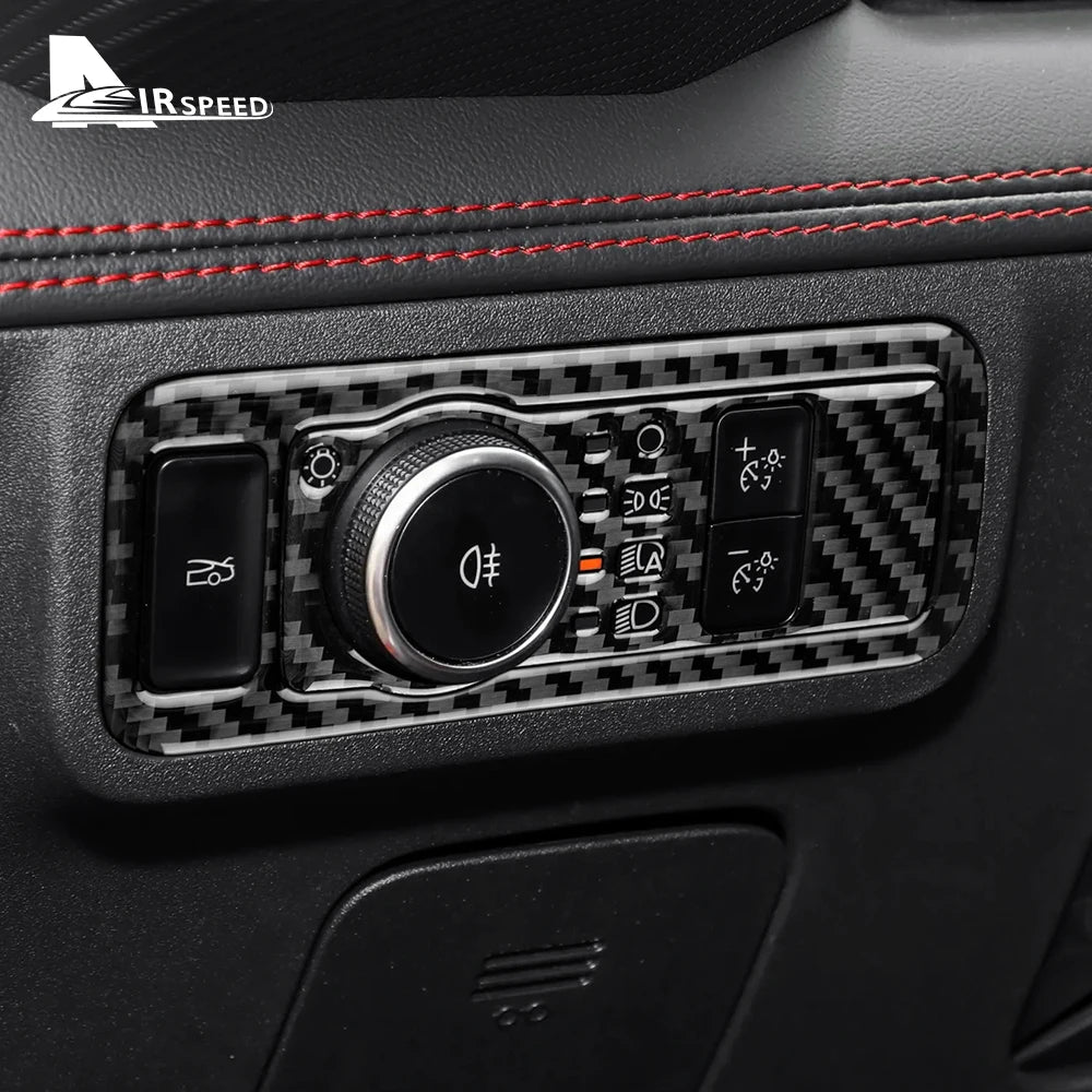 Real Soft Carbon Fiber Sticker For Ford Mustang GT Dark Horse EcoBoost 2024 2025 2026 LHD RHD Car Headlight Switch Interior Trim