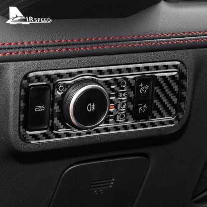Real Soft Carbon Fiber Sticker For Ford Mustang GT Dark Horse EcoBoost 2024 2025 2026 LHD RHD Car Headlight Switch Interior Trim