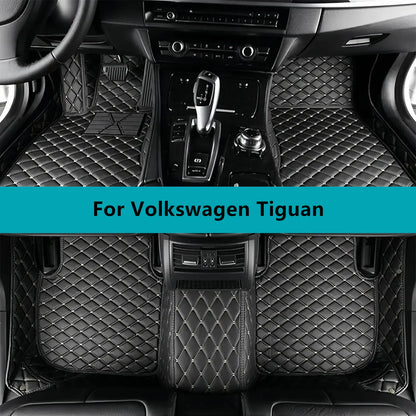 Leather Car Floor Mats For Volkswagen Tiguan 2024 2025 2026 All Weather Waterproof Car Floor Mats