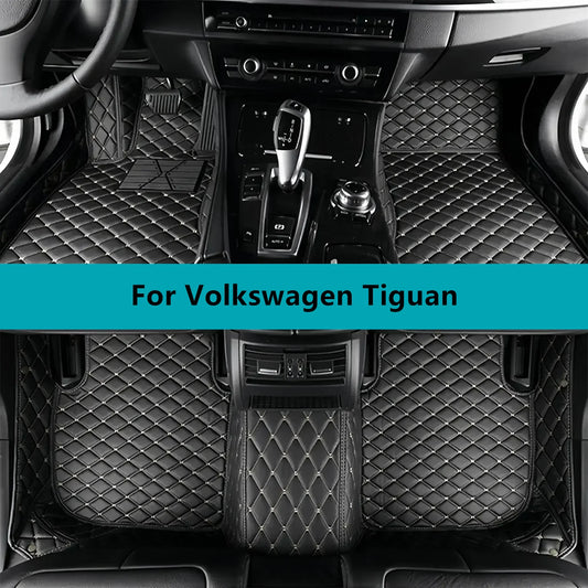 Leather Car Floor Mats For Volkswagen Tiguan 2024 2025 2026 All Weather Waterproof Car Floor Mats