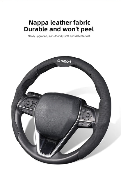 Sporty Steering Wheel Cover Advanced Leather Anti-Slip For Smart EQ Fortwo Forfour 453 451 452 450 454 Roadster Forjeremy