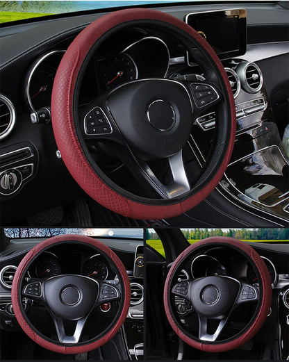 SEAMETAL 37-39CM Steering Wheel Cover Anti Slip Breathable Steering Cover Universal Microfiber Leather Steer Wheel Protector