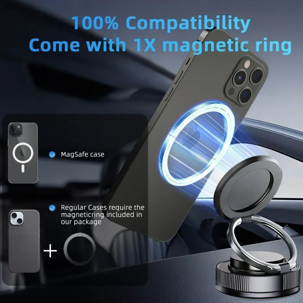Magnetic Phone Holder for Car 360 ° Rotatable Foldable & Adjustable Magnetic Car Mount, Suction Cup Phone Holder for Car/Mirror