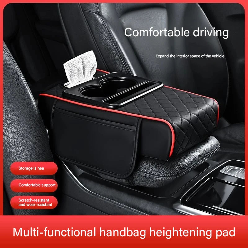 Auto Center Console Armrest Cushion With 2 Cup Holder Armrest Heightening Pad Auto Amrest Pillow Cover Pad for All Seasons