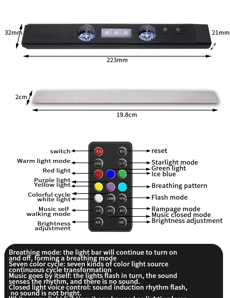 wireless rgb car interior atmosphere light With remote control Music Control Rhythm interior car lights led For car indoor