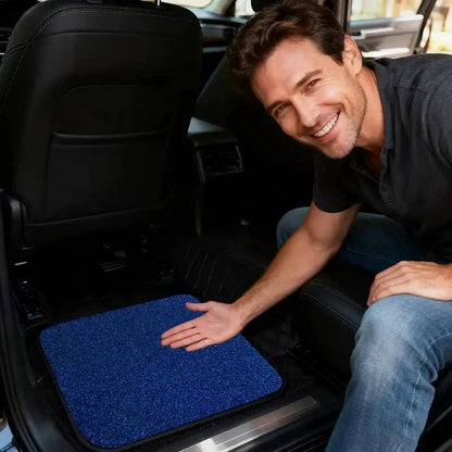 Universal Car Floor Mats Set of 4 Blue Texture Non-Slip Waterproof Auto Carpet Easy Clean Interior Accessory for Sedan SUV