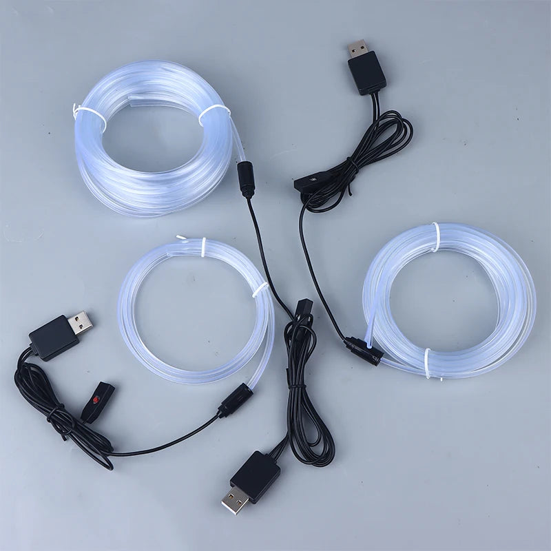 RGB Car Interior LED Light Strip Ambient Neon Invisible Light USB Fiber Optic Atmosphere Lamp Support Control Colorful