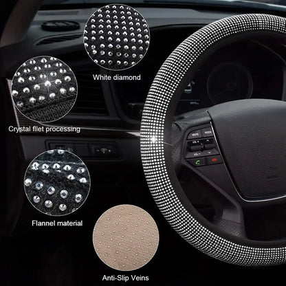 Crystal Car Steering Wheel Cover Bling Diamond Car Steering Wheel Cover RhinestonesAuto Interior Decoration Accessories