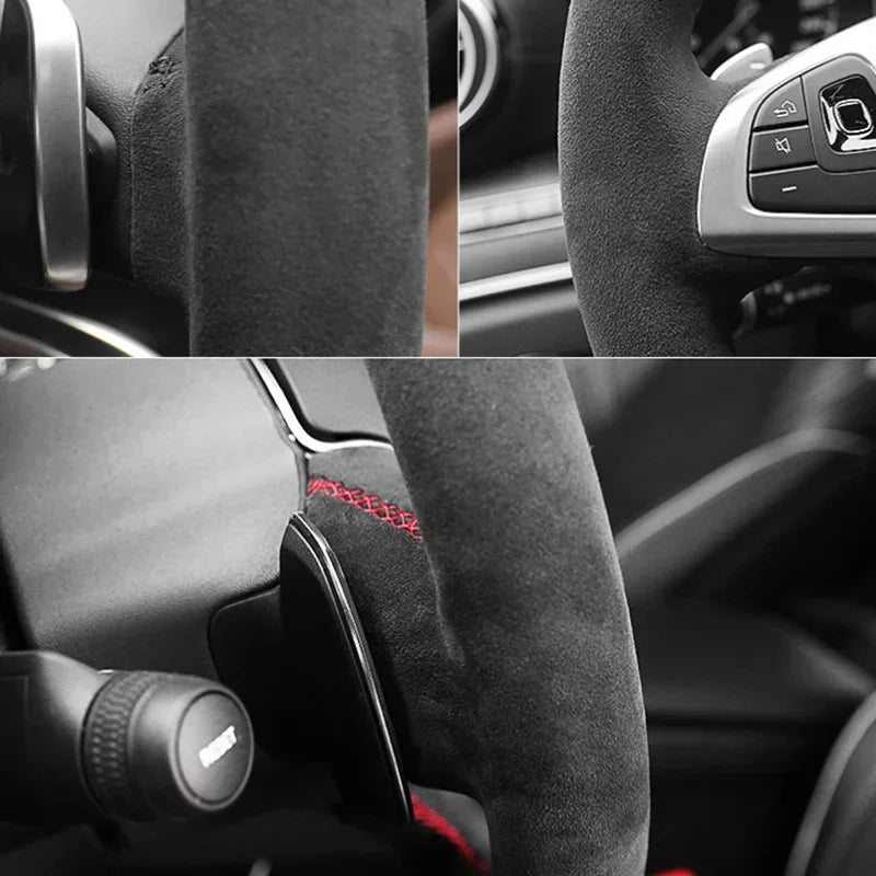 Car Steering Wheel Cover Suede Leather Steering Wrap Cover For Audi A2 8Z A3 8L Sportback A4 B6 Avant A6 C5 A8 D2 TT 8N S3