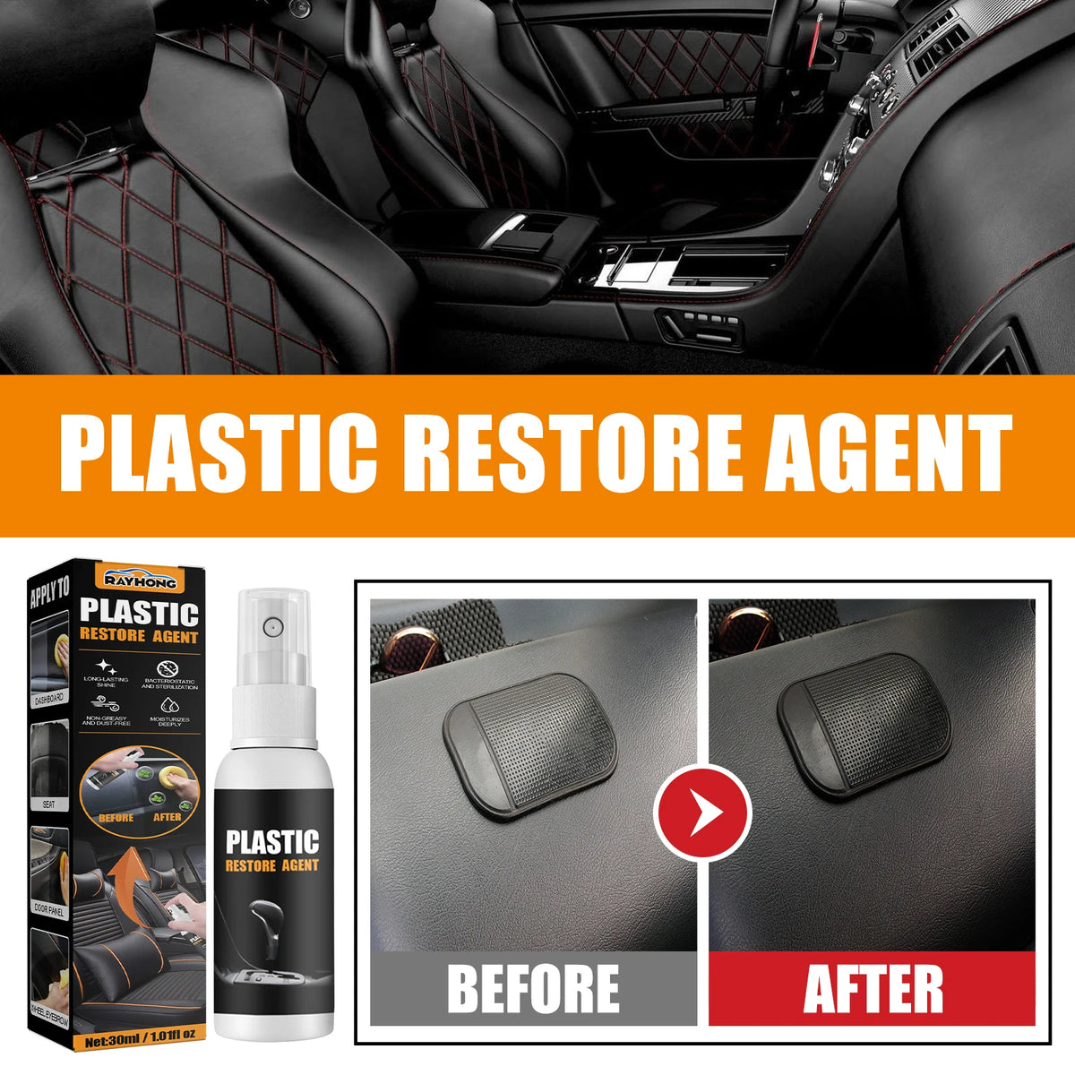Car Interior Plastic Parts Refurbishing Agent Leather Wax Retreading Agent Auto Instrument Panel Car Dashboard Polishing Liquid