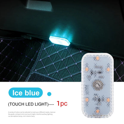 LED Touch Light Mini Wireless Car Interior Lighting Auto Roof Ceiling Reading Lamp for Trunk Storage Box USB Charging