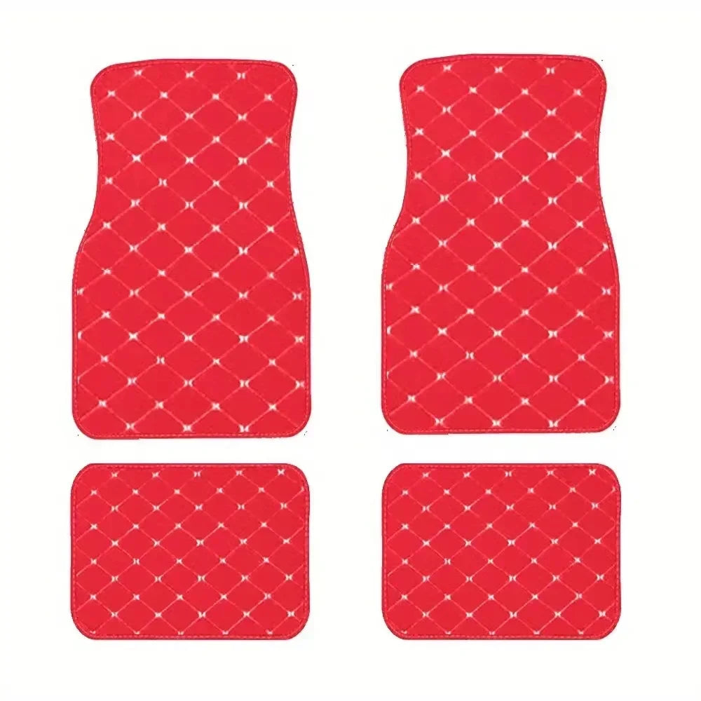 Car Floor Mats 4PCS Universal PU Leather Waterproof Auto Foot Pad Protector Carpet Front and Rear Mats Set Auto Accessories