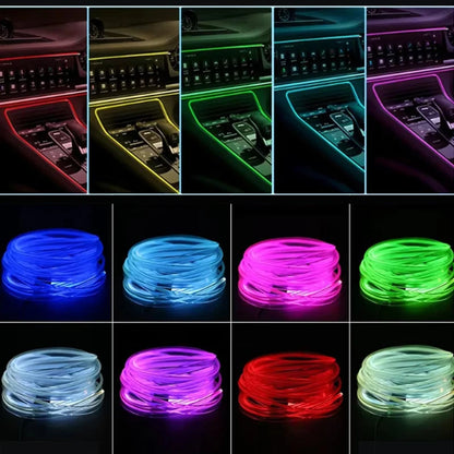 RGB Car Interior LED Light Strip Ambient Neon Invisible Light USB Fiber Optic Atmosphere Lamp Support Control Colorful