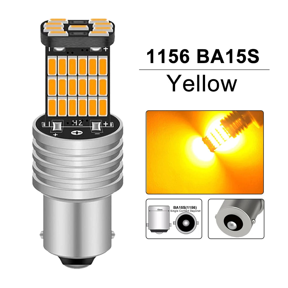 2/4/8 PCS Super Bright 1156 BA15S 1157 BAY15D LED Bulbs 12V 4014-45SMD 6500K White Car Reverse Parking Brake Turn Signal Lights