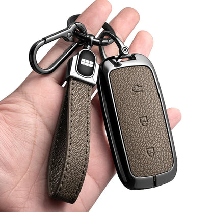 For Geely EX5 Metal Leather Car Key Case Full Cover Shell For Geely EX5 EM-i / ‌Starray EM-i / Galaxy L6/L7/E8/M9