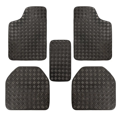 5 Pcs Universal Car Floor Mats Full Set Leather Front & Rear Seat Floor Liners All Weather Non-Slip Carpet Protector