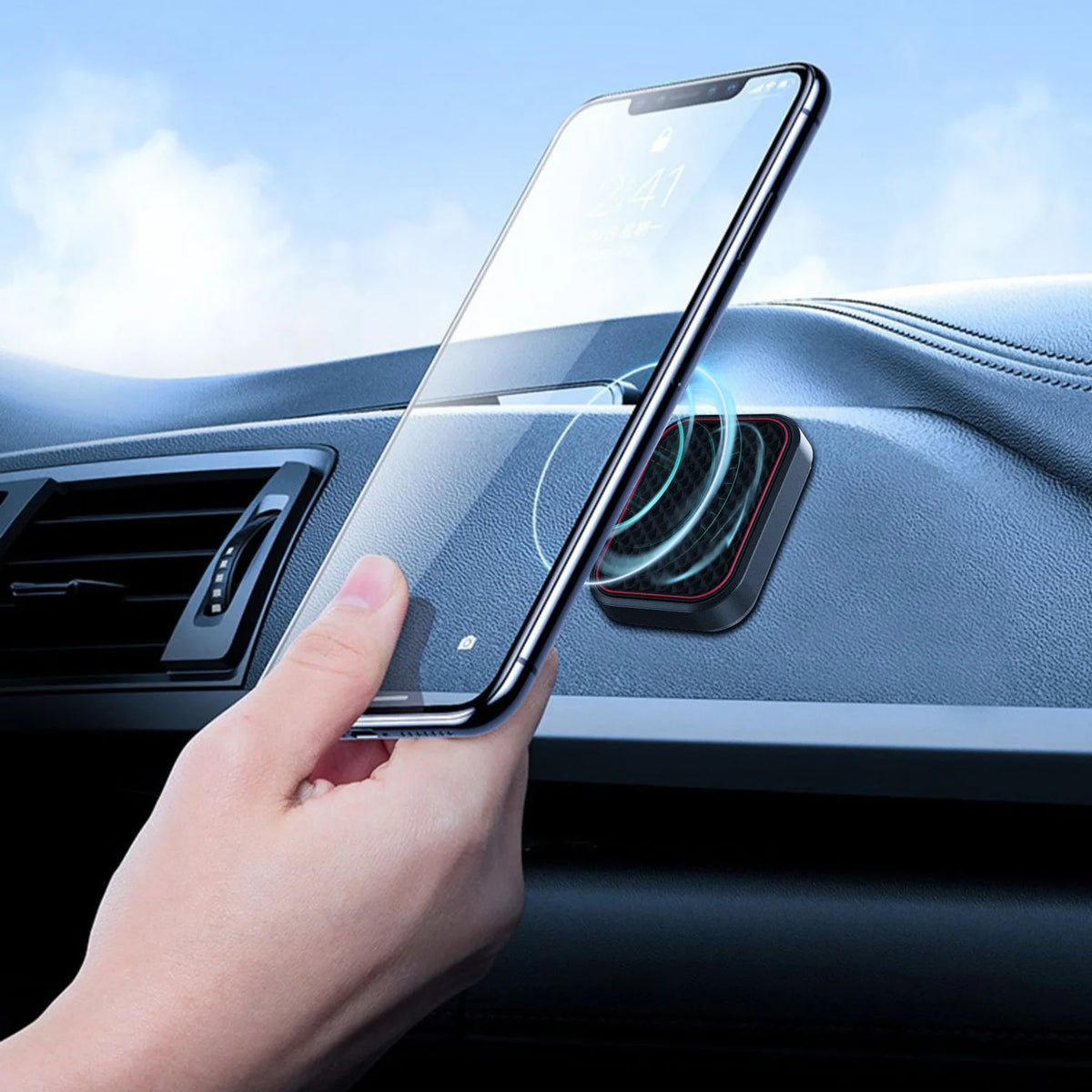 Magnetic Car Phone Mount Rectangle Flat Universal Car Phone Holder for Dashboard Fridge Desk Smartphone Holder Strong Magnets