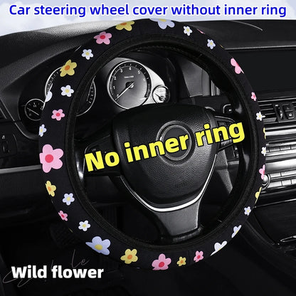 Plush Car Steering Wheel Cover Cartoon Cute Bear Ears Steering Wheel Cover Winter Warm and Comfortable Steering Wheel Cover