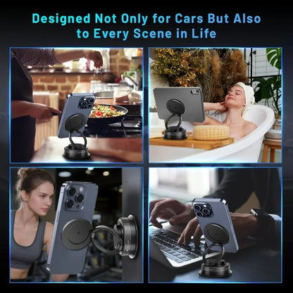 Magnetic Phone Holder for Car 360 ° Rotatable Foldable & Adjustable Magnetic Car Mount, Suction Cup Phone Holder for Car/Mirror